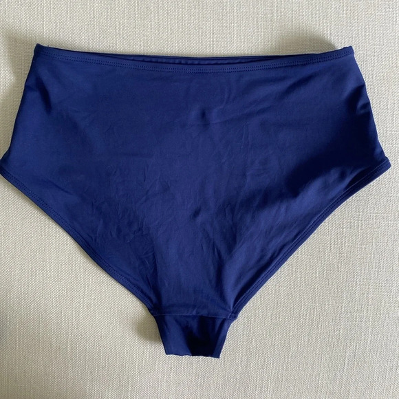 EVERLANE High Rise Blue Medium Coverage Bottoms  and Triangle Swimsuit Top XS/S - Picture 7 of 9